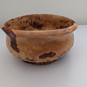 Hand-Turned Artisan Cottonwood Burl Wood Bowl - Signed 2010